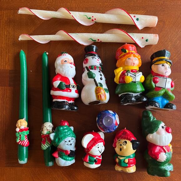 Vintage Christmas Candles Lot of 13 Animal Figures Taper Avon Carolers Interpur - Picture 1 of 7